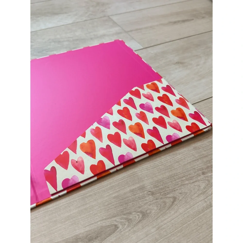 Steel Mill & Co Watercolor Heart Three-Ring Binder Set Red Pink Orange Cream